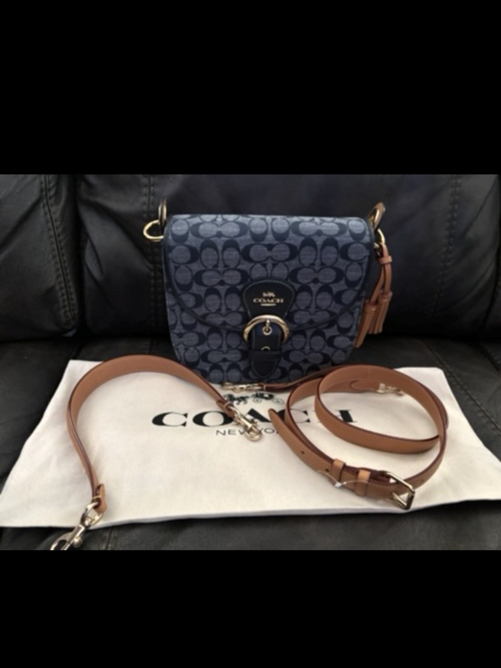 COACH Signature Canvas Crossbody Bag in Navy
